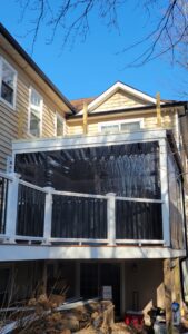 Clear plastic curtains for residential outdoor patio