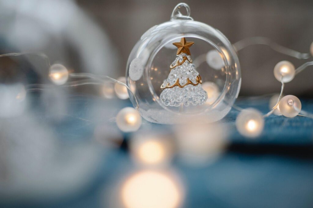Christmas ball baubles with silver decoration